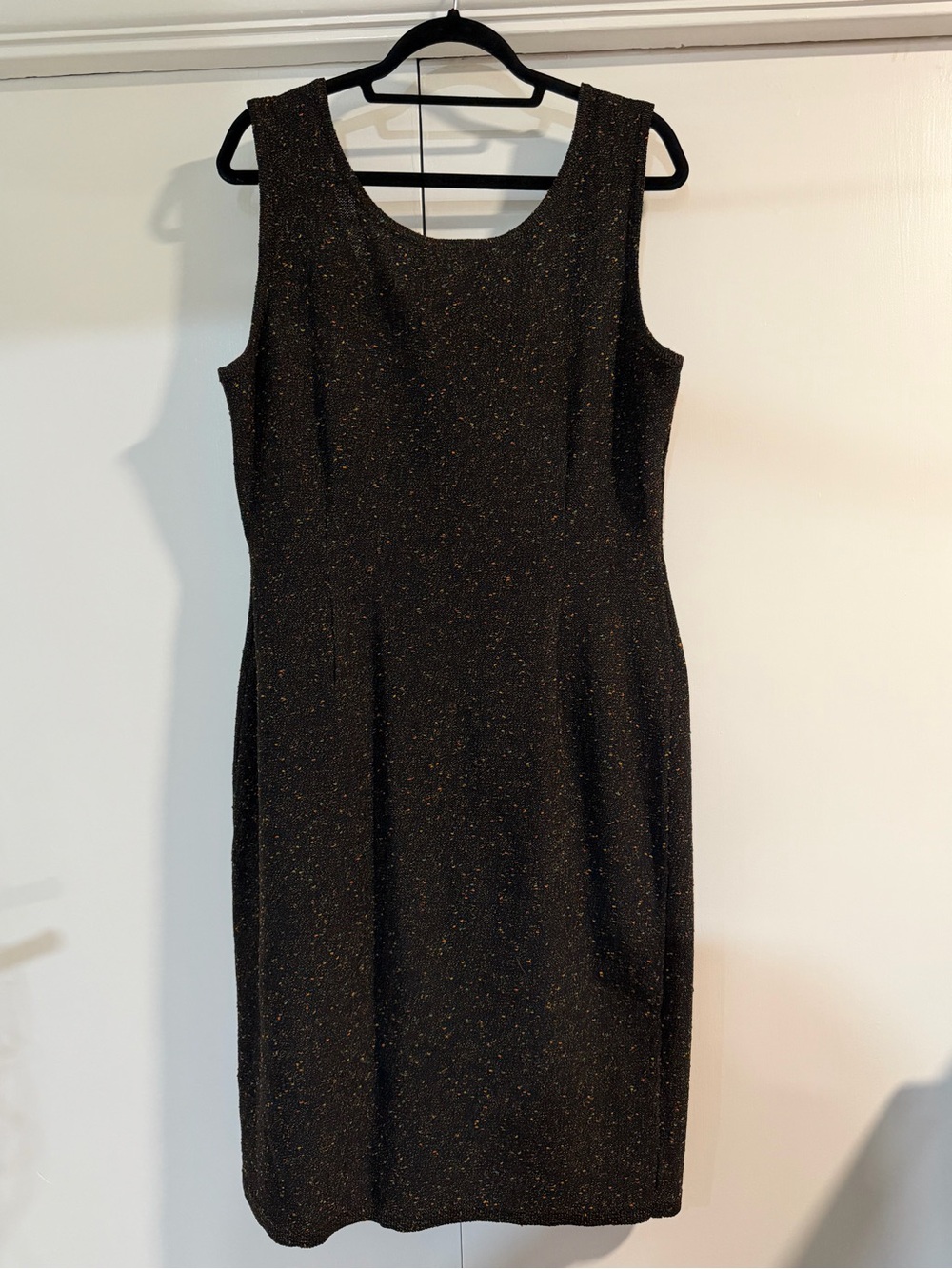 Elana Black Multicolor Fleck Wool Knit Sheath Dress XL